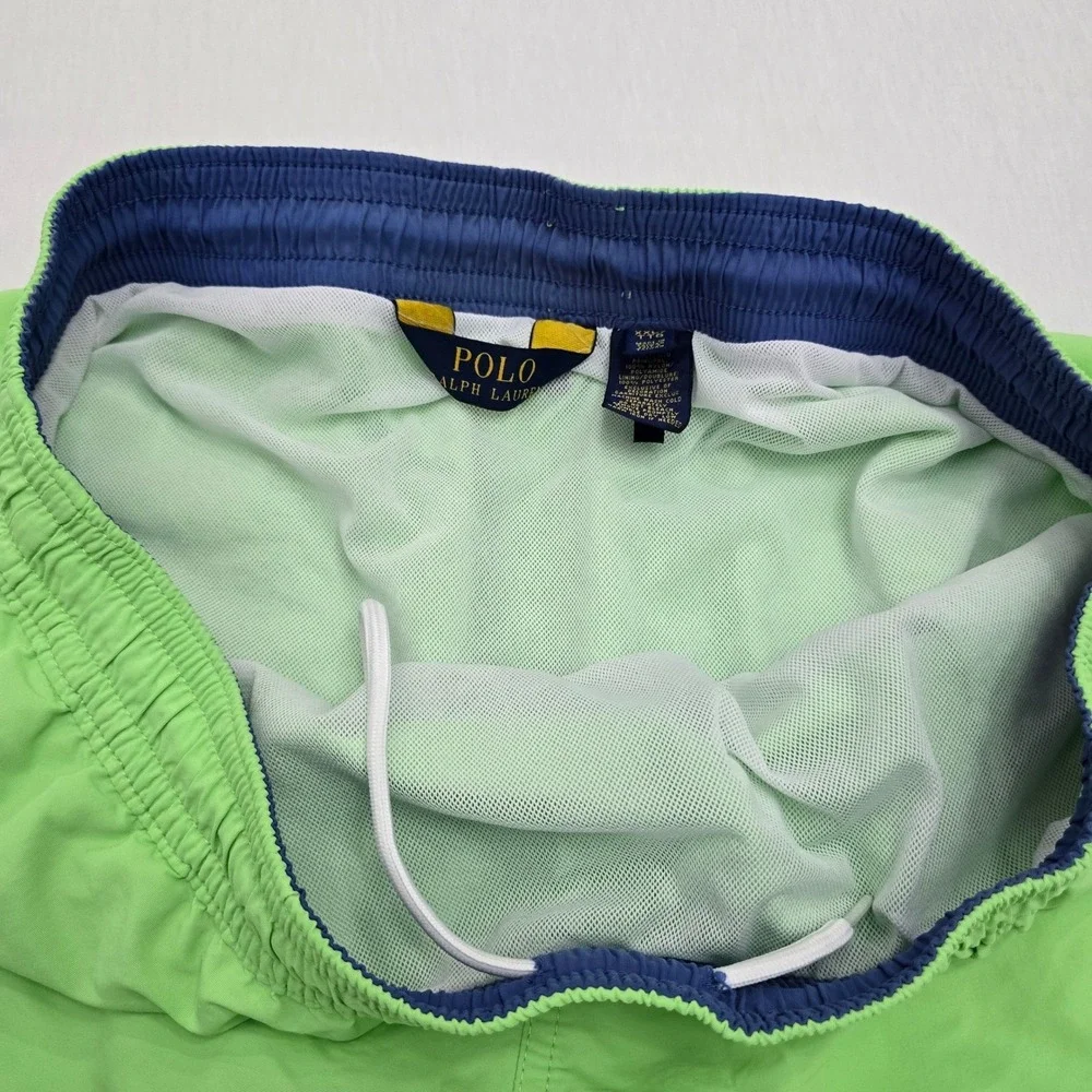 Polo Ralph Lauren Mens Swim Trunks XXL Lime Green Nylon Mesh Lined Pony Logo